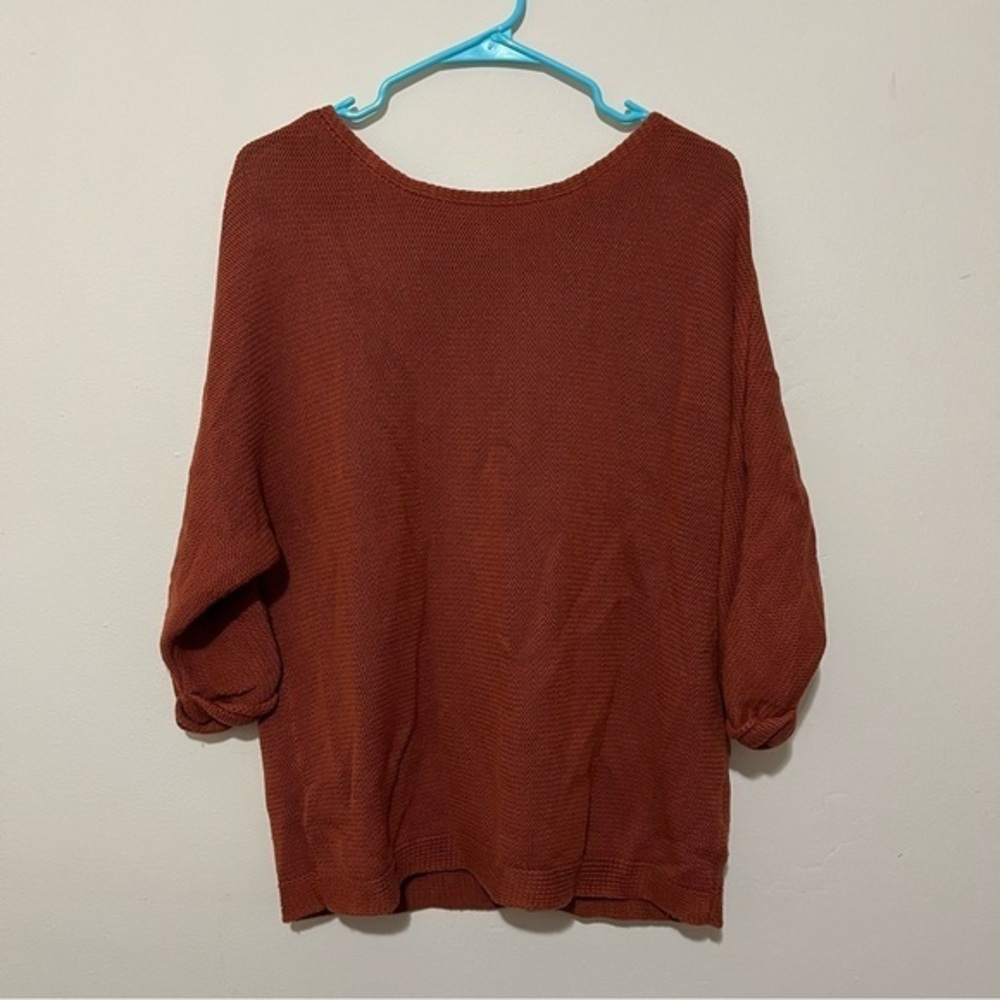 h&m basic | rust orange 3/4 sleeve knit pullover sweater | medium